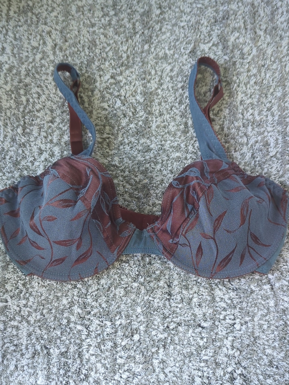 Women’s Lace Underwire Bra in Slate Blue and Brown 36C